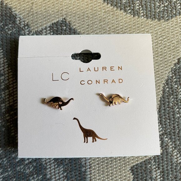 NWT Lauren Conrad Dinoasaur Rose Gold Earrings - Picture 2 of 5